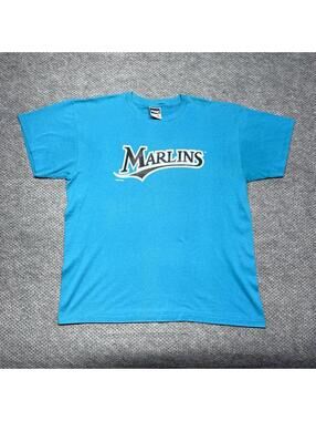 Vintage 80S Florida Marlins T-Shirt XL Major League Baseball RARE MENS TEAL